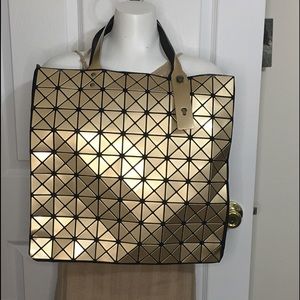 Goldtone & Black Geometric Design Tote